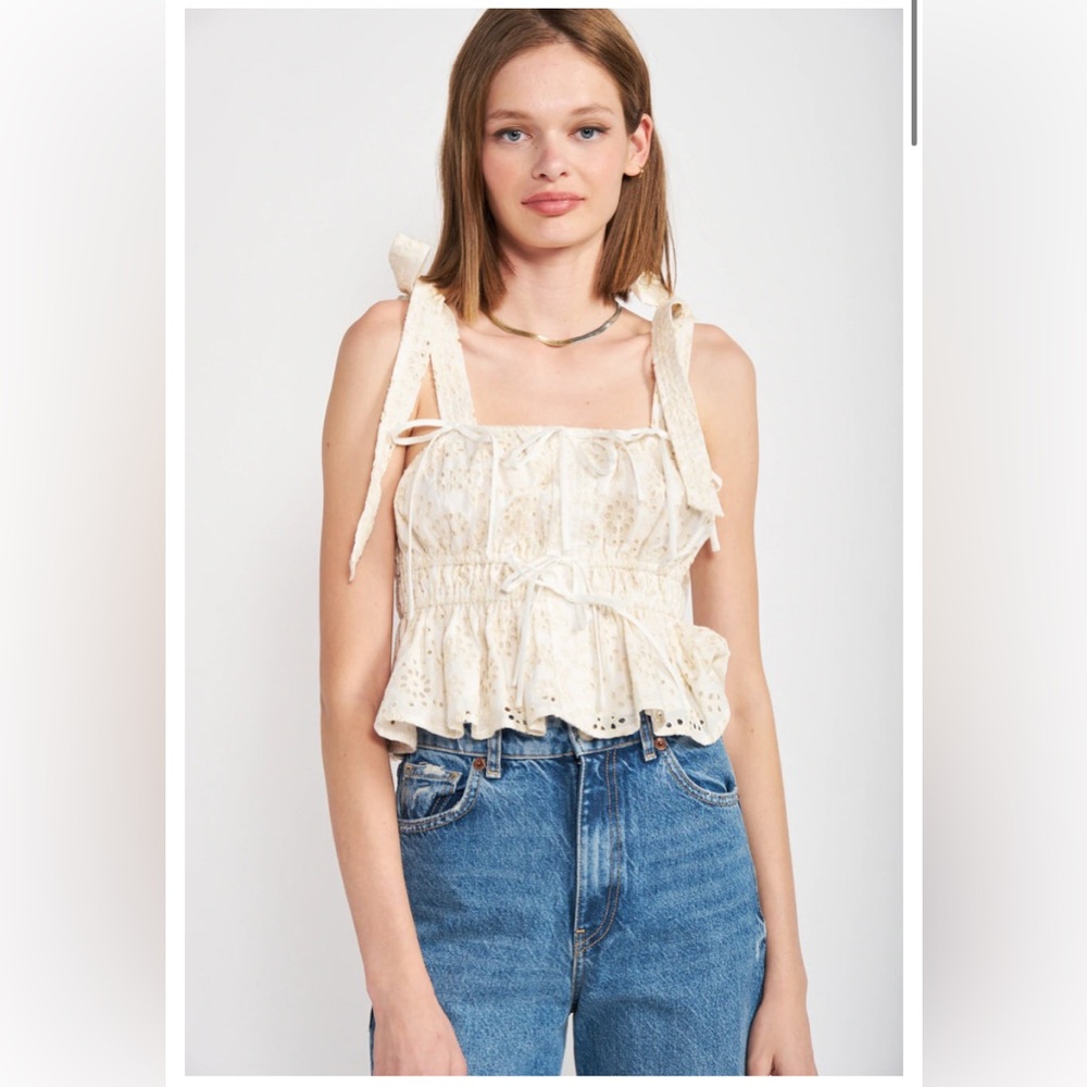 NWT En Saison Caveretta Cream Textured Top